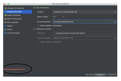 Python解释器出现：Conda executable is not found