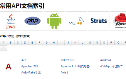 常用API文档索引